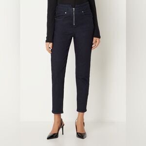 BA&SH women’s skin fit high waisted dark navy cropped logo embroidered jeans sz6